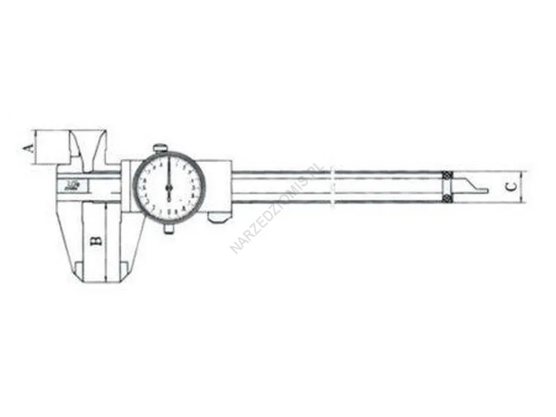 Rysunek techniczny: Suwmiarka zegarowa Typ:186 - 312S 0-150mm